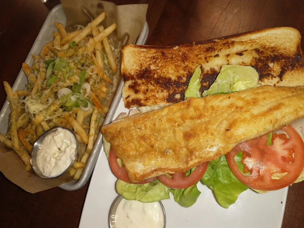 Pan Fried Walleye Sandwich with Garlic Parmesan Fries